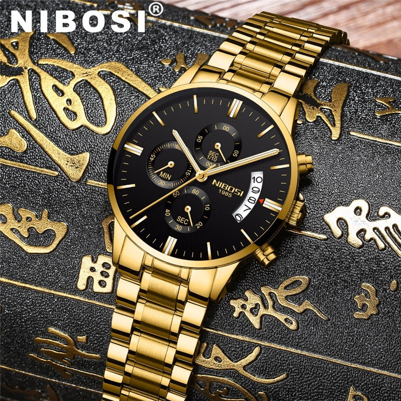 NIBOSI Waterproof Business Watches Men Luxury Brand Quartz Military Watch Leather Steel Men's Wristwatch relogio masculino