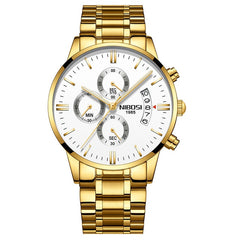 NIBOSI Waterproof Business Watches Men Luxury Brand Quartz Military Watch Leather Steel Men's Wristwatch relogio masculino