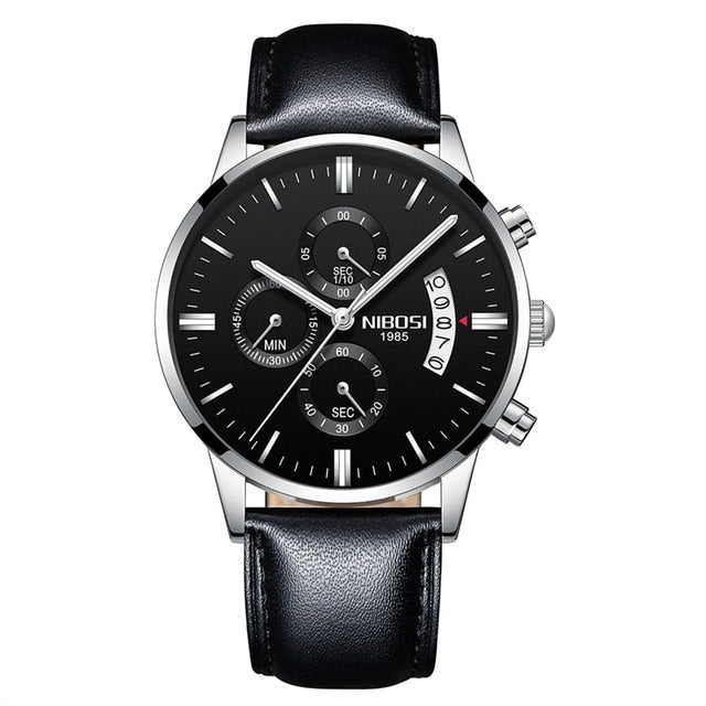NIBOSI Waterproof Business Watches Men Luxury Brand Quartz Military Watch Leather Steel Men's Wristwatch relogio masculino